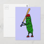 Carte Postale Drôle Pickle Jouer au dessin de baseball (Devant / Derrière)