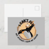 Carte Postale Drôle Pingouin Boire Café (Devant / Derrière)