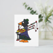Carte Postale Drôle Pingouin Jouer Bagpipes Art (Debout devant)