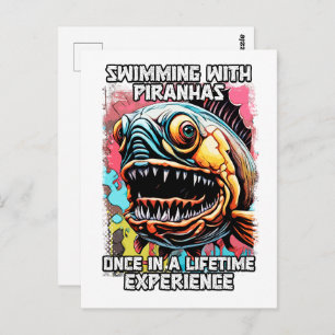 Carte Postale Drôle Piranha Dit Hilarious Swimming Joote Citatio