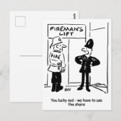 Carte Postale Drôle pompier et dessin de policier (Devant / Derrière)