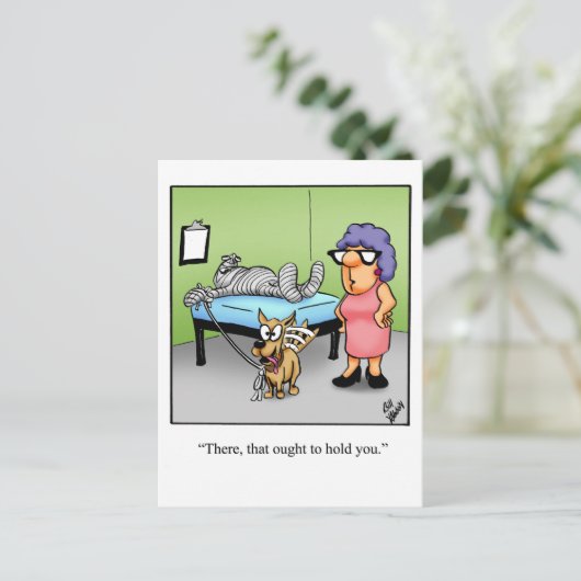 Carte postale drôle pour un rétablissement avec hu (Debout devant)