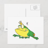 Carte Postale drôle prince grenouille yeux mouche dessin animal (Devant / Derrière)
