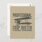 Carte Postale Drôle Professional Crop Duster Fart Joke Gift (Devant / Derrière)
