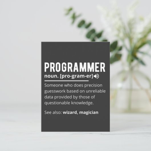 Carte Postale Drôle Programmer Code Développeur Définition (Debout devant)
