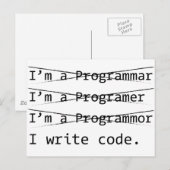 Carte Postale Drôle Programmeur (Devant / Derrière)