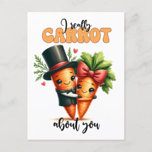Carte Postale Drôle Punny Valentine Carrot Couple