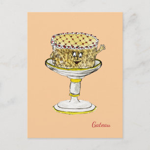 Carte Postale Drôle Quirky Cute Gateau Weird Cake Art Humour