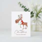 Carte Postale Drôle Reindeer Joyeux Noël Accueil d'entreprise (Debout devant)