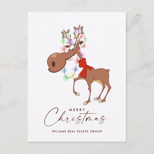 Carte Postale Drôle Reindeer Joyeux Noël Accueil d'entreprise (Devant)