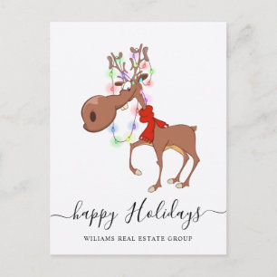 Carte Postale Drôle Reindeer Joyeux Noël Accueil d'entreprise