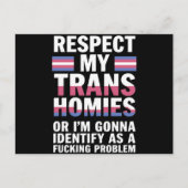 Carte Postale Drôle Respecte Mes Copains Trans Mois de la Fierté (Devant)