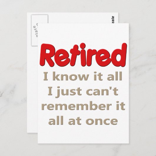 Carte Postale Drôle retraite dit (Devant / Derrière)