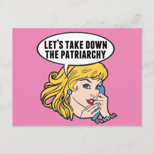 Carte Postale Drôle Rétro Feminist Pop Art Girl rose Politique