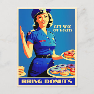 Carte Postale Drôle Retro Vintage Inspiré Humour de police