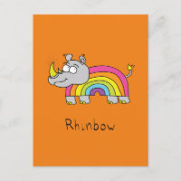 Drôle Rhino Rainbow Cute Rhinoceros Caricature pou