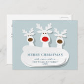 Carte Postale Drôle Rindeers Joyeux Noël de voeux vacances (Devant / Derrière)