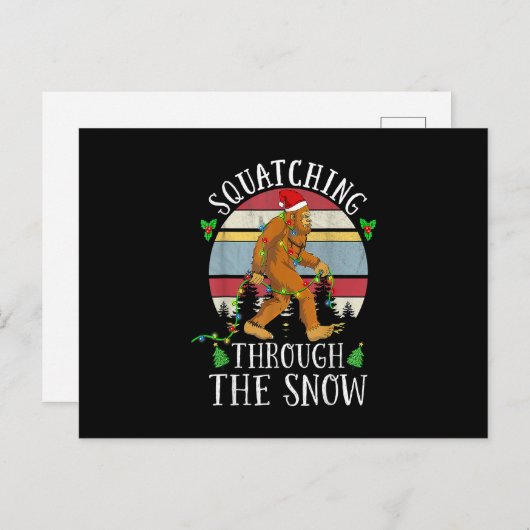 Carte Postale Drôle Sasquatch Noël Squatching Bigfoot Xmas (Devant / Derrière)