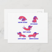 Carte Postale Drôle Saucisson Chien Moods Cadeau Animaux de comp (Devant / Derrière)