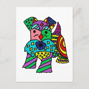 Carte Postale Drôle Schnauzer Chien de miniature Art Abstrait
