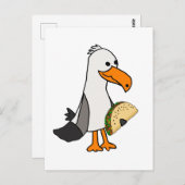 Carte Postale Drôle Seagull Bird mangeant Taco Cartoon (Devant / Derrière)