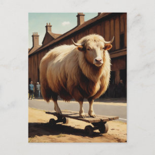 Carte Postale Drôle Skateboard Sheep Cow Hybrid
