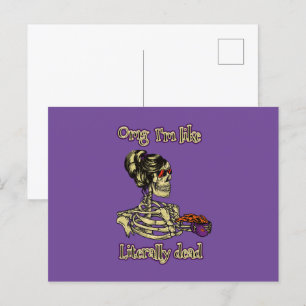 Carte Postale Drôle Skeleton Boire Je suis littéralement Dead Co