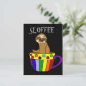 Carte Postale Drôle SLOFFEE Sloth Boire Café Design (Debout devant)
