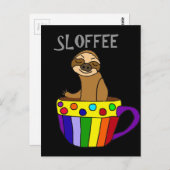 Carte Postale Drôle SLOFFEE Sloth Boire Café Design (Devant / Derrière)