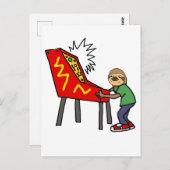 Carte Postale Drôle Sloth Jouer du dessin de pinball (Devant / Derrière)