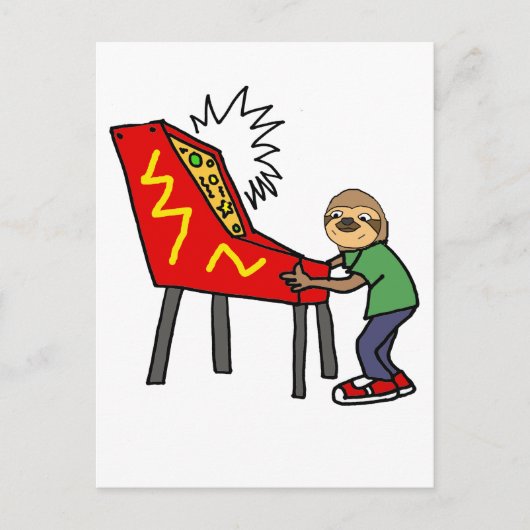 Carte Postale Drôle Sloth Jouer du dessin de pinball (Devant)