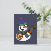 Carte Postale Drôle Snowman Jouer Banjo Artwork (Debout devant)
