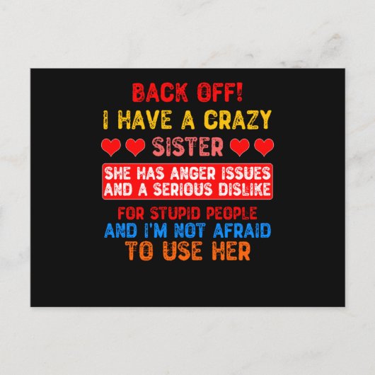 Carte Postale Drôle Soeur Dit (Devant)