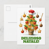 Carte Postale Drôle Spaghetti Arbre de Noël Delizioso Natale! (Devant / Derrière)