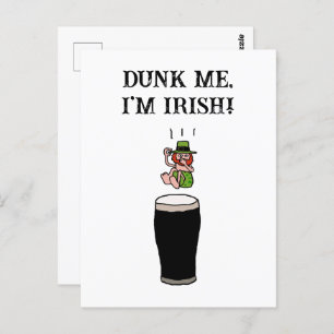 Carte Postale Drôle Stout Beer Diving Irlandais Leprechaun Carto