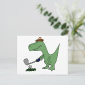 Carte Postale Drôle T-Rex Dinosaur Jouer Golf (Debout devant)