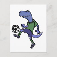 Drôle T-rex Dinosaure Jouer au soccer Dessin