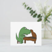 Carte Postale Drôle T-Rex Dinosaure Jouer Piano (Debout devant)