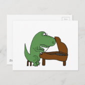 Carte Postale Drôle T-Rex Dinosaure Jouer Piano (Devant / Derrière)