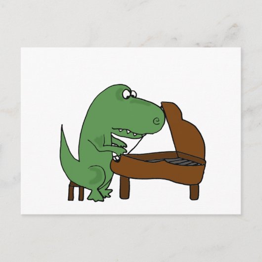 Carte Postale Drôle T-Rex Dinosaure Jouer Piano (Devant)