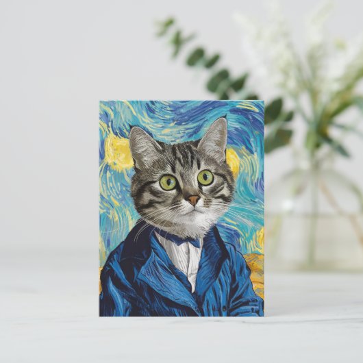 Carte Postale Drôle tableau de visage de chat (Debout devant)