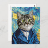 Carte Postale Drôle tableau de visage de chat (Devant / Derrière)