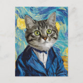 Carte Postale Drôle tableau de visage de chat (Devant)