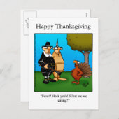 Carte postale Drôle Thanksgiving "Feast Heck Yeah" (Devant / Derrière)