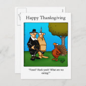Carte postale Drôle Thanksgiving "Feast Heck Yeah" (Devant / Derrière)