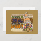 Carte Postale drôle Thanksgiving gobble wobble gnome turkey (Devant / Derrière)
