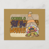 Carte Postale drôle Thanksgiving gobble wobble gnome turkey (Devant)