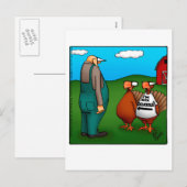Carte postale drôle Thanksgiving "I'm With Delicio (Devant / Derrière)