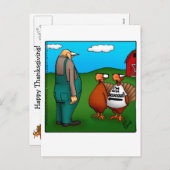Carte postale drôle Thanksgiving "I'm With Delicio (Devant / Derrière)