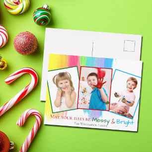 Carte Postale Drôle Toddler Noël Photo mignonne couleur vive